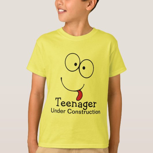 Teenager in de bouw Funny Face T-shirt (Voorkant)