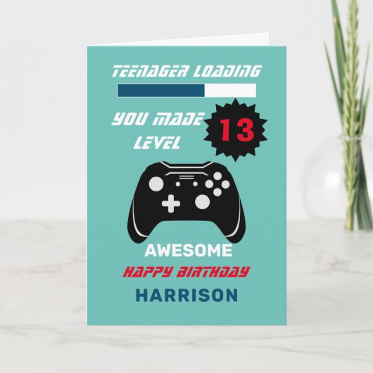 Teenager Loading Funny Gamer Personalized Birthday Kaart (Voorkant)