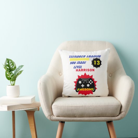 Teenager Loading Funny Gamer Personalized Birthday Kussen (Stoel)