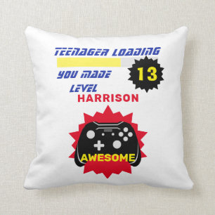 Teenager Loading Funny Gamer Personalized Birthday Kussen