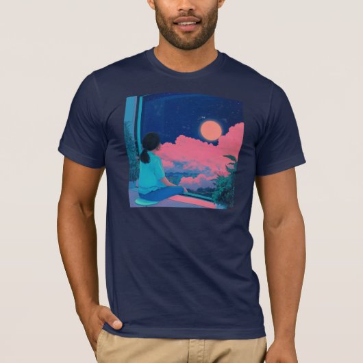 teenager sitting at her window lofi style t-shirt (Voorkant)