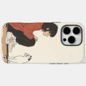 Teenager sitting on skateboard and next to his cat Case-Mate iPhone case (Achterkant (horizontaal))