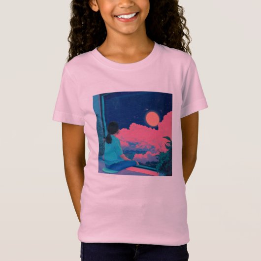 teenager sitting on the window lofi style t-shirt (Voorkant)