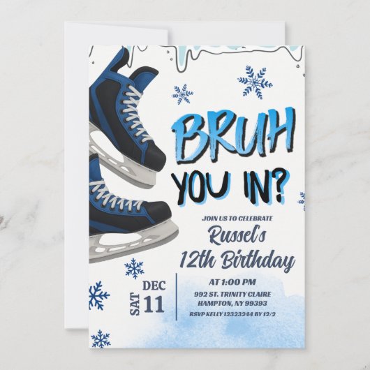 Teenager Skate Bruh You In Birthday Party Invitati Kaart (Voorkant)