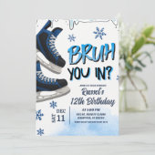 Teenager Skate Bruh You In Birthday Party Invitati Kaart (Staand voorkant)