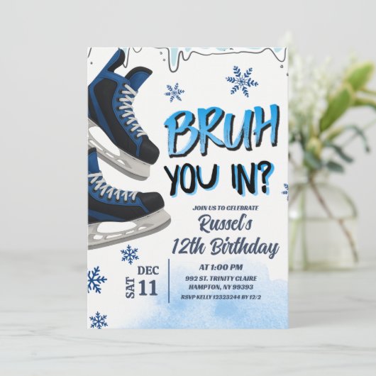 Teenager Skate Bruh You In Birthday Party Invitati Kaart (Staand voorkant)