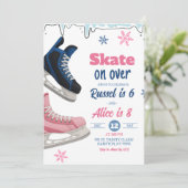 Teenager Skate Sibling Birthday Invitation Kaart (Staand voorkant)