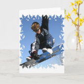 Teenager Snowboarding Wenskaart Kaart (Gele Bloem)