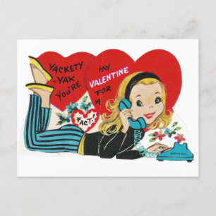 Teenager van 1960 op de  Valentijn van de Telefoon Briefkaart