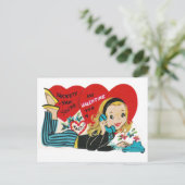 Teenager van 1960 op de Valentijn van de Telefoon Briefkaart (Staand voorkant)