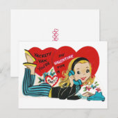 Teenager van 1960 op de Valentijn van de Telefoon Briefkaart (Voorkant / Achterkant)
