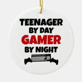Teenager van Day Gamer bij nacht Keramisch Ornament
