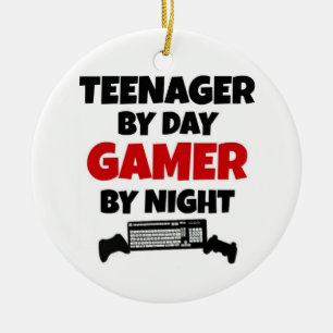 Teenager van Day Gamer bij nacht Keramisch Ornament