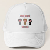 Teenbalk Stam Funny Kitty Kat Pootjes Roze Trucker Pet (Voorkant)