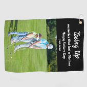 Teening Up Memories Vaders Day Foto Gift Zwart Golfhanddoek (Horizontaal)