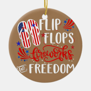 Teenslipper vuurwerk en vrijheid 4 juli keramisch ornament