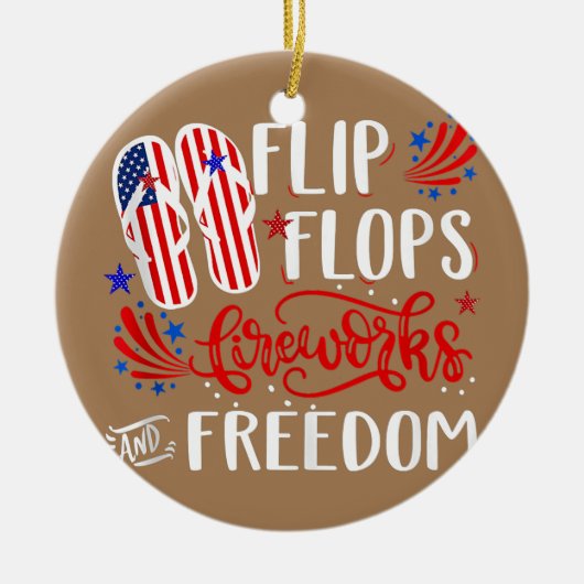 Teenslipper vuurwerk en vrijheid 4 juli keramisch ornament (Voorkant)