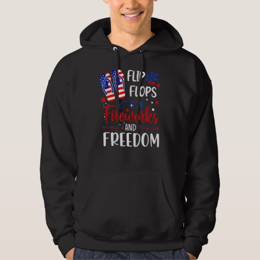 Teenslipper vuurwerk en vrijheid 4 juli vs . hoodie (Voorkant)