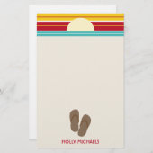 teenslippers & 70s Geïnspireerd strand zonnebank Briefpapier (Voorkant / Achterkant)