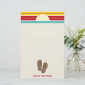 teenslippers & 70s Geïnspireerd strand zonnebank Briefpapier (Staand voorkant)