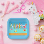 Teenslippers aan het strand papieren bordje (Feest)