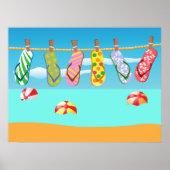 Teenslippers aan het strand poster (Voorkant)