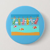 Teenslippers aan het strand ronde button 7,6 cm (Voorkant)