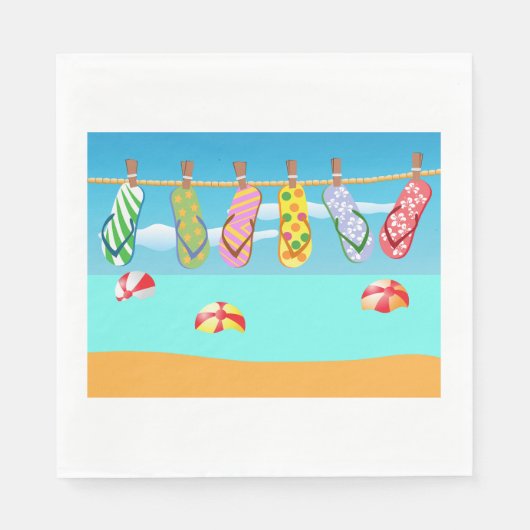 Teenslippers aan het strand servet (Voorkant)