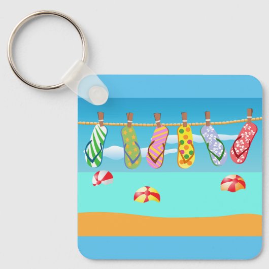 Teenslippers aan het strand sleutelhanger (Voorkant)
