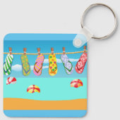 Teenslippers aan het strand sleutelhanger (Achterkant)