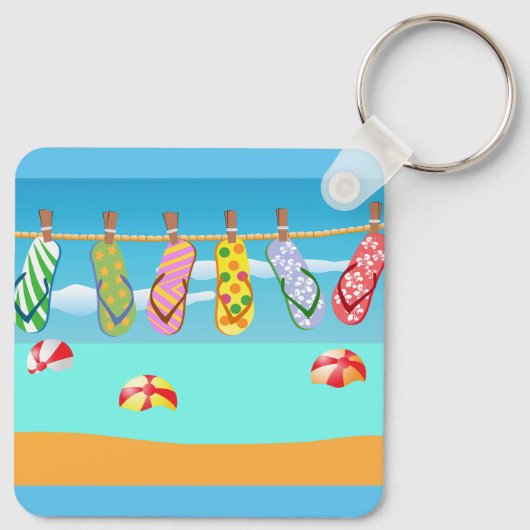 Teenslippers aan het strand sleutelhanger (Achterkant)