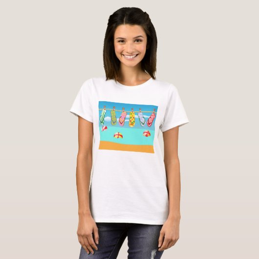 Teenslippers aan het strand t-shirt (Voorkant volledig)