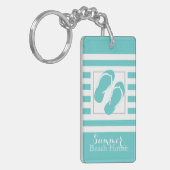 Teenslippers Aqua Stripe Beach House Sleutelhanger (Voorkant Links)