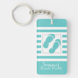 Teenslippers Aqua Stripe Beach House Sleutelhanger