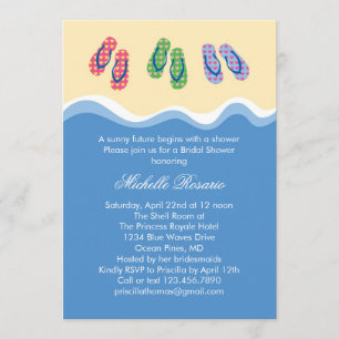 teenslippers Beach Bridal Shower Invitation Kaart