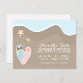 Teenslippers Beach bruiloft aankondigingen Aankondigingskaart (Voorkant / Achterkant)