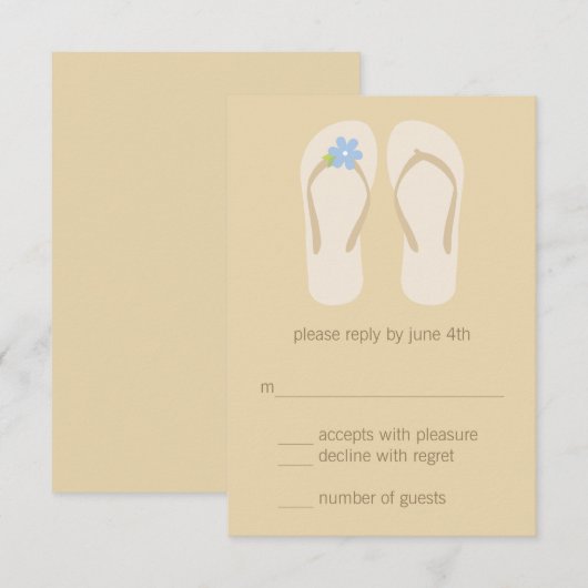 teenslippers Beach Weddenschap RSVP-kaarten - blau RSVP Kaartje (Voorkant / Achterkant)