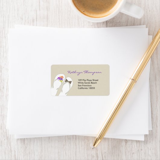 Teenslippers Beach Wedding Adresetiketten Etiket (Insitu)