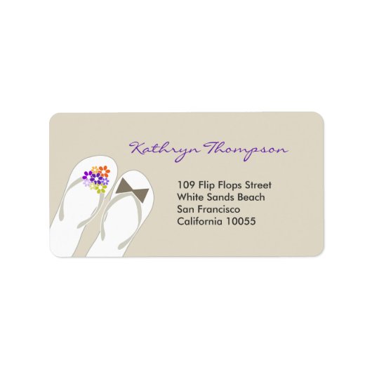 Teenslippers Beach Wedding Adresetiketten Etiket (Voorkant)