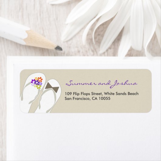 Teenslippers Beach Wedding Adresetiketten Etiket (Insitu)