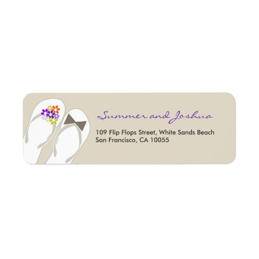 Teenslippers Beach Wedding Adresetiketten Etiket (Voorkant)