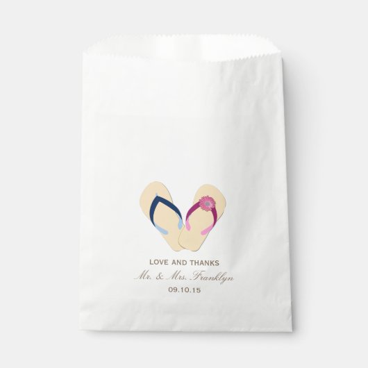 Teenslippers Beach Wedding Favor Bag Bedankzakje (Voorkant)