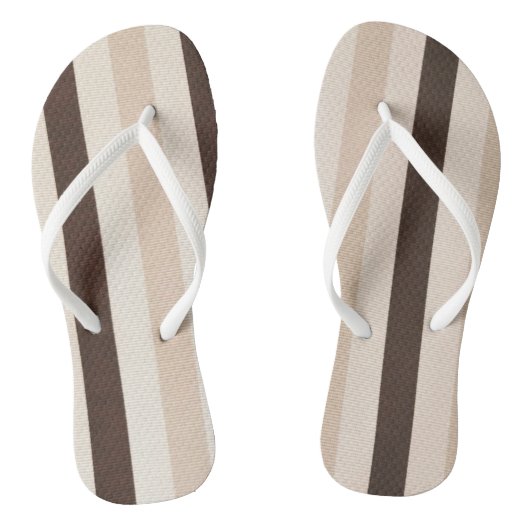 Teenslippers Beige Bruine Witte Streep (Voetbed)