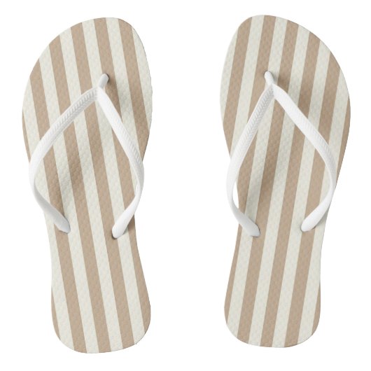 Teenslippers Beige & White Stripe (Voetbed)