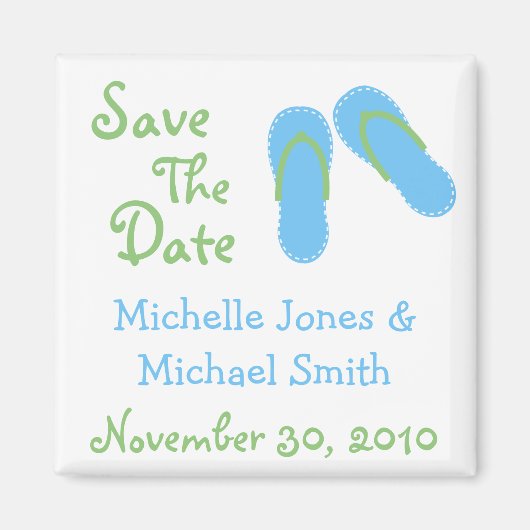 Teenslippers Bewaar de datummagneten (blauw / groe Magneet (Voorkant)