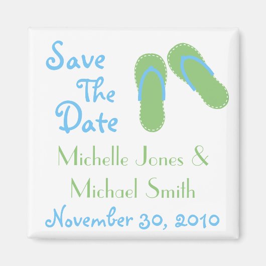 Teenslippers Bewaar de datummagneten (groen / blau Magneet (Voorkant)