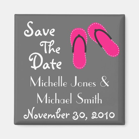 Teenslippers Bewaar de datummagneten (Hot Pink/Bla Magneet (Voorkant)