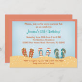 teenslippers Birthday Party Invitation Kaart (Voorkant / Achterkant)