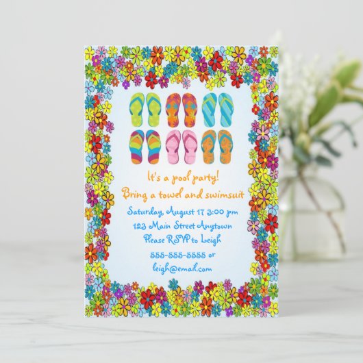 teenslippers Birthday Uitnodiging (Staand voorkant)