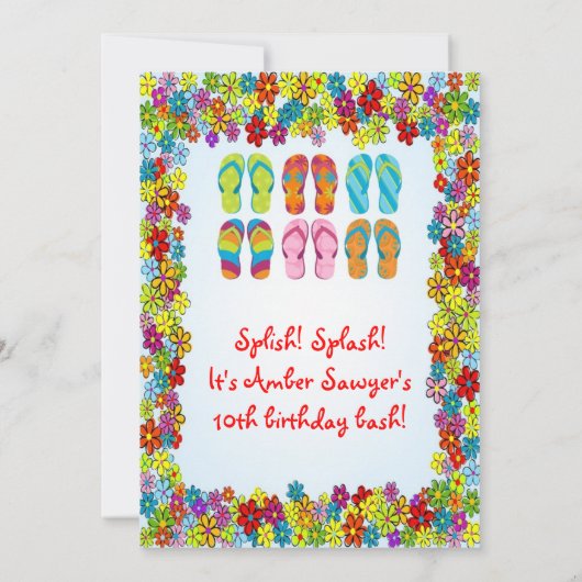 teenslippers Birthday Uitnodiging (Achterkant)